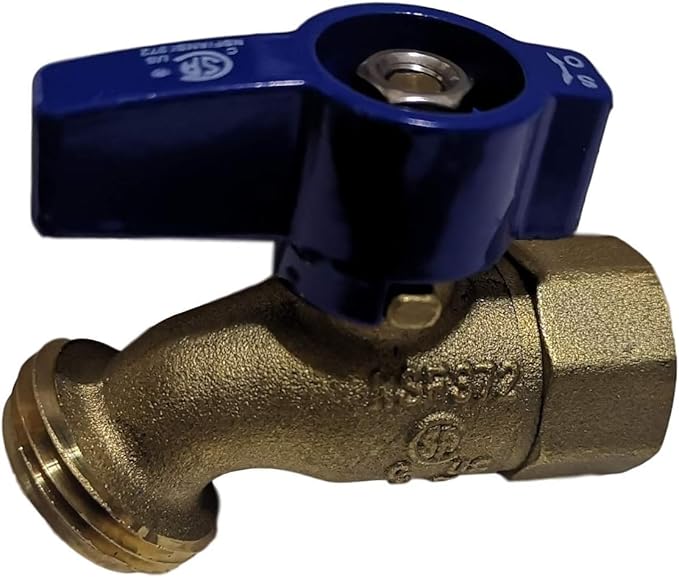 1 Piece XFITTING 1/2'' Female Threaded X 3/4'' Garden Hose Threaded Hose Bibb No-Kink, 1/4 Turn, Brass, Water or Oil