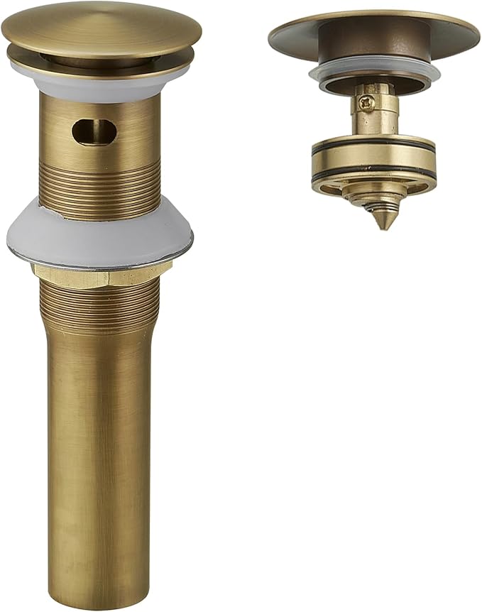 BWE One-Piece Pop-Up Drain Assembly with Strainer for Bathroom Vessel Vanity Faucet Bathroom Vessel Sink Drain Stopper with Overflow Antique