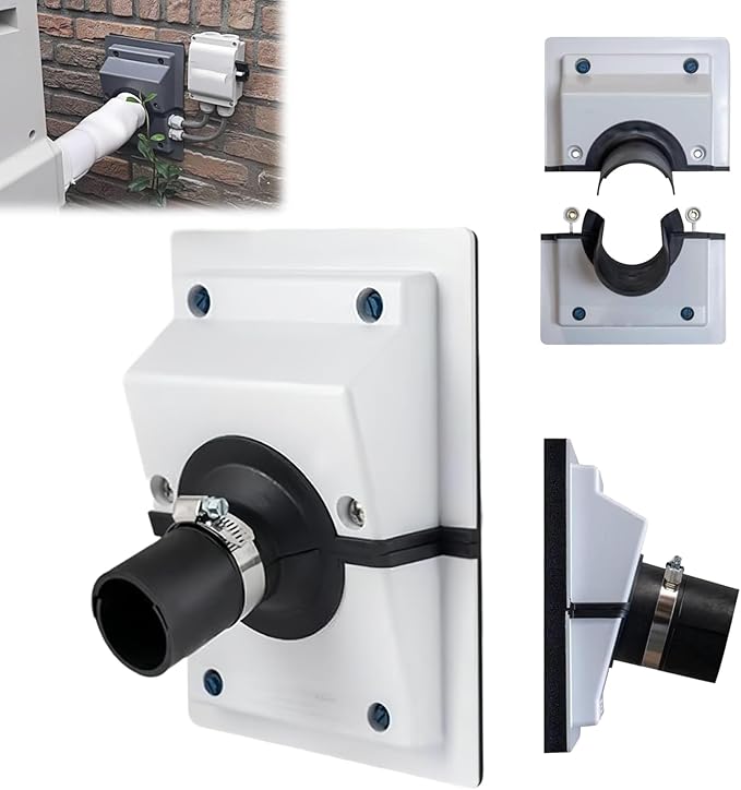 HVAC Wall Penetration & Line-Set Cover Kit, Easy-Install Wall Sleeve for Mini Splits & AC Systems, Weatherproof Universal Fit (White Sealing Plate, L（Pipe 6 CM）)