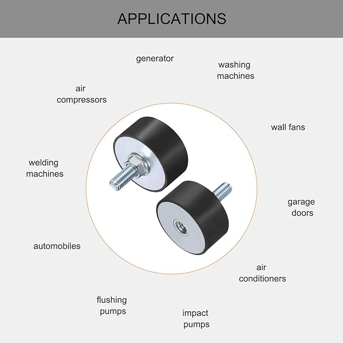 uxcell 8pcs M8x23mm Rubber Isolator Mounts with Studs 40x20mm Male Female Vibration Shock Absorber Zinc Plated Cylindrical Thread Mounts Anti Vibration Isolators with 8pcs M8 Lock Nuts