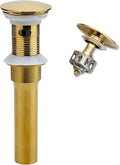 Bathroom Sink Drain, Gold Drain Stopper Bathroom Sink with Overflow,Pop Up Drain Assembly with Detachable Strainer Basket,Built-in Anti-Clogging Strainer,Stainless Steel