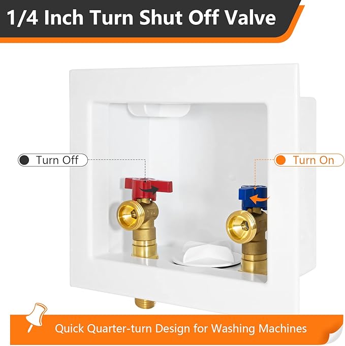1-Pack HeSun Washing Machine Outlet Box, 1/2 Inch MIP(Sweat) Inlet x 3/4 Inch MHT Outlet Connection, Laundry Pex Washer Outlet Box(WM001)