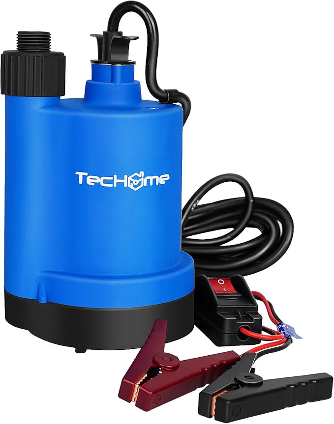 12v Pump，1500GPH Water Transfer Pump Sump Pump Submersible Water Pump, With 20 Feet Power Cord.