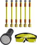 Leak Saver Direct Inject Refrigerant Leak Sealer with UV Dye, 6 Pack - Includes 51 LED UV Light and Protective Glasses