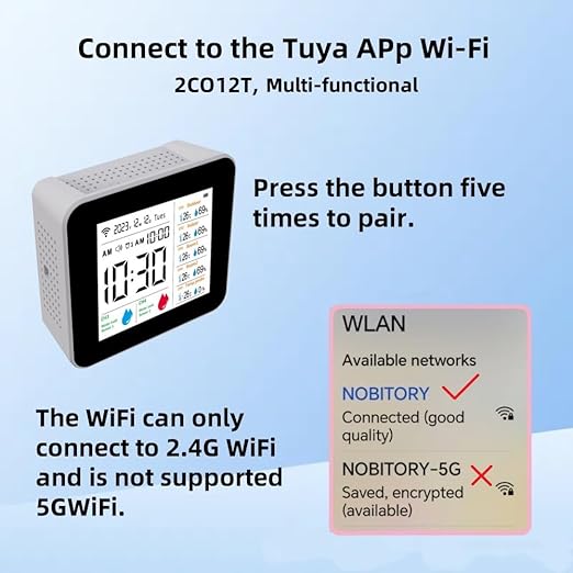 WiFi Smart Weather Station,Water Sensor Leak Detector Alarm for Kitchen, Bathroom,Flood Water Leakage,Indoor and Outdoor Wireless Temperature and Humidity Meter，Thermometer Probe for Aquarium
