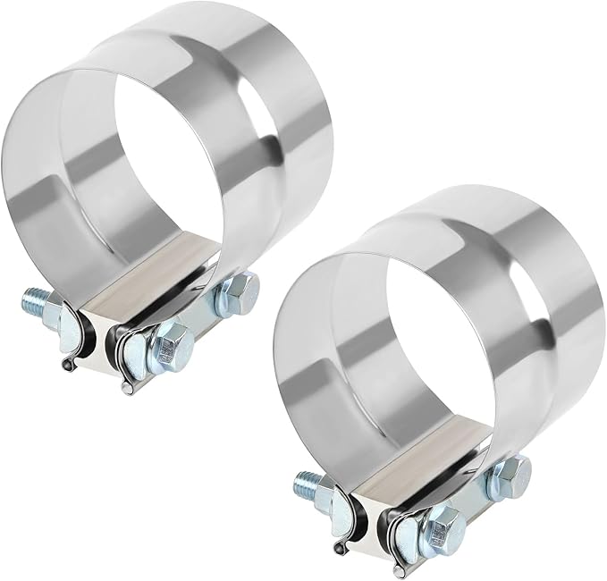 Universal 3.5 Inch Exhaust Clamp,3.5" In Lap Joint Exhaust Band Clamp Stainless Sleeve Coupler For Mufflers,Exhaust Pipe etc (2 Pcs)