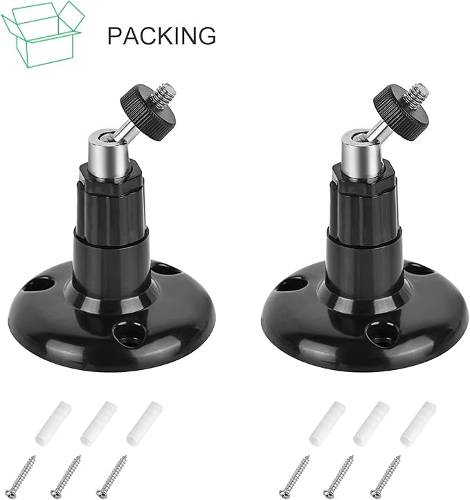 ALERTCAM 2Pack Adhesive Wall Mount for Stick Up Cam & Outdoor Cam Plus, 360 Degree Adjustable Screwless Bracket for Your Surveillance Camera, 2 Ways Installation Without Drilling (Black)