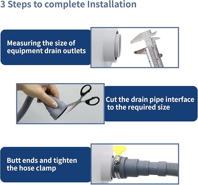 10 FT Washer Drain Extension Kit, Flexible Corrugated Hose, U-Bend Holder & 2 Clamps