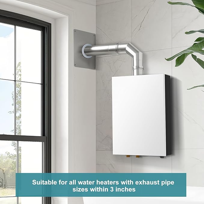Vent Kit 3.15-inch stainless steel ventilation wall sleeve, extendable, for indoor gas tankless water heaters，for ventilation pipes under 3 inches.