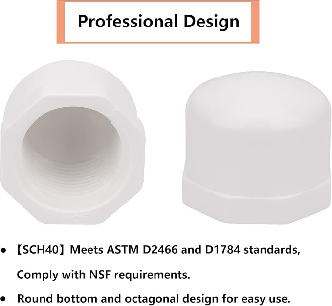 20PACK 3/4 Inch Female PVC Pipe End Cap 3/4 Inch Female Threaded Plug Adapter, SCH 40 PVC Pipe threaded Cap Fitting for Plumbing Water Line, White