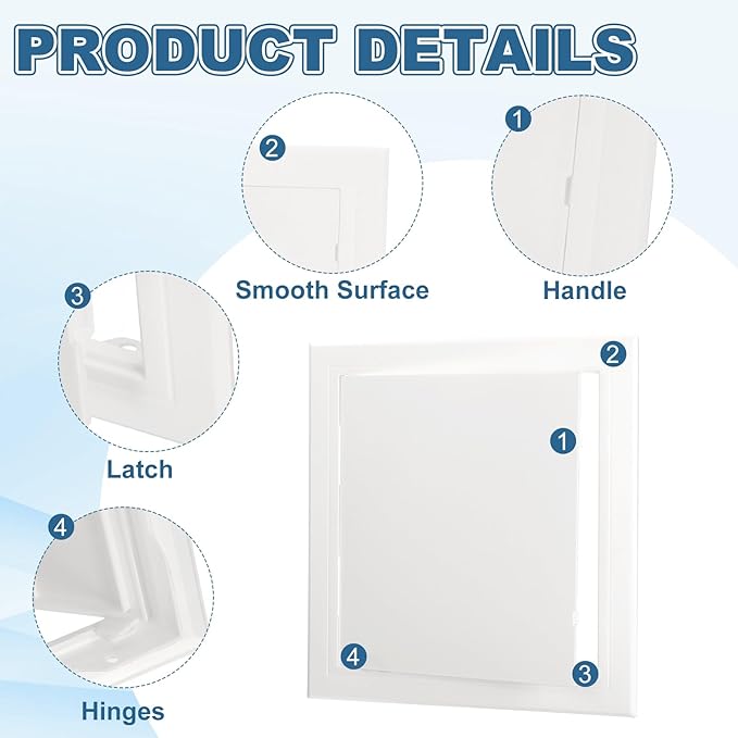 PATIKIL Access Panel for Drywall 10x10 Inch, 1 Set ABS Plastic Wall Hole Cover Access Door with Double-Sided Tape for Wall Ceiling Electrical, White