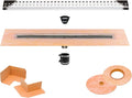 All-in-one Waterproof Linear Shower Drain Kit with 48 Inch Center Outlet Channel Body (KL1V60E120) and Drain Grate Assembly (Cover) in Square Design with Chrome Finish (KL1B19EP120)