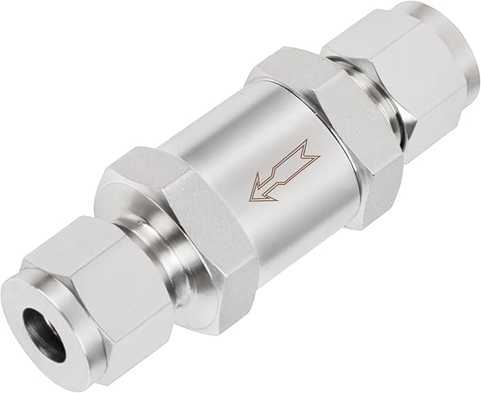 Yoebor 304 Stainless Steel Detachable Compression Check Valve 3/8" OD x 3/8" OD One Way Non-Return Valve for Water Oil Gas, 1pc