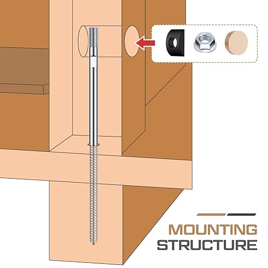 Shimeyao 4 Set Wood Newel Mounting Kit Newel Post Fastener Installation Kit for Residential and Commercial Installation, Anchors Post Directly to Wood or Concrete Floor