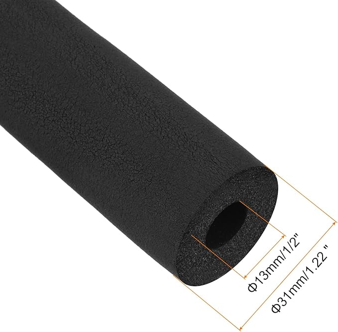 uxcell Foam Tubing for Handle Grip Support, Pipe Insulation Outside Pipe Lagging, 13mm(1/2") ID 31mm OD 1m Black