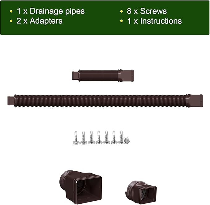 Rain Gutter Downspout Extensions, Downspout Extender for Rainwater Drainage Flexible, Down Spout Drain Extension Pipe and Extendable from 21 to 66 Inches (Brown)