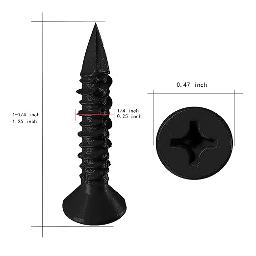 WenSilon(30 PCS) 1/4" x1-1/4 Black Concrete Screw Anchor Black Flat Head for Anchoring to Masonry, Block or Brick Stucco