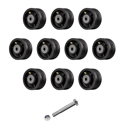 4" X 2" Sliding Gate Rollers, Cast Iron V Groove Wheel with Roller Bearing, Heavy Duty Metal Wheel-700 lbs Capacity, Industrial Sliding Gate Wheels for Metal Gate