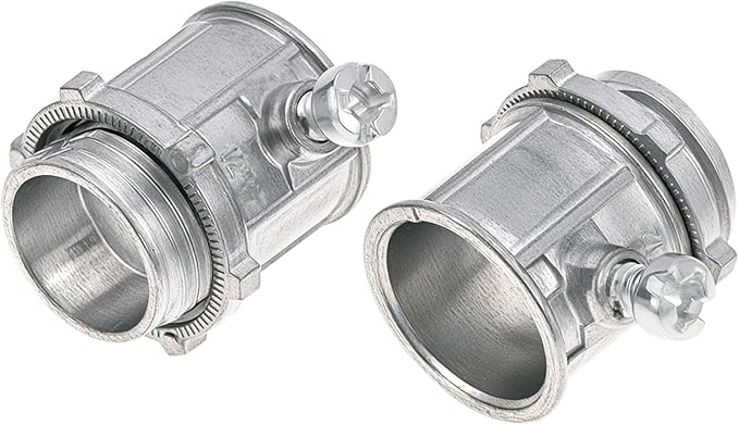 QWORK EMT Set Screw Connectors, 1/2" Zinc Die Cast, 25 Pcs Electrical Conduit Fitting, High Voltage & Easy Installation for EMT Conduit