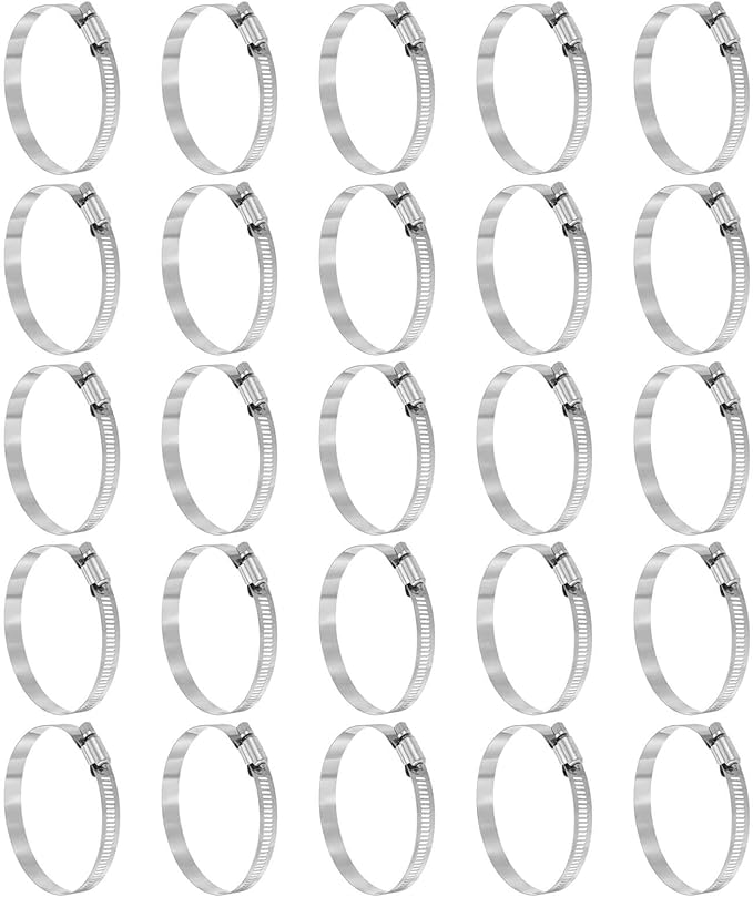 HARFINGTON 25 Pcs Hose Clamp 2-13/16"-3-3/4" (72-95mm) 304 Stainless Steel Adjustable Worm Gear Hose Clamp with Phillips Screw Assortment Kit for Fuel Line Pipe Plumbing Automotive Tube