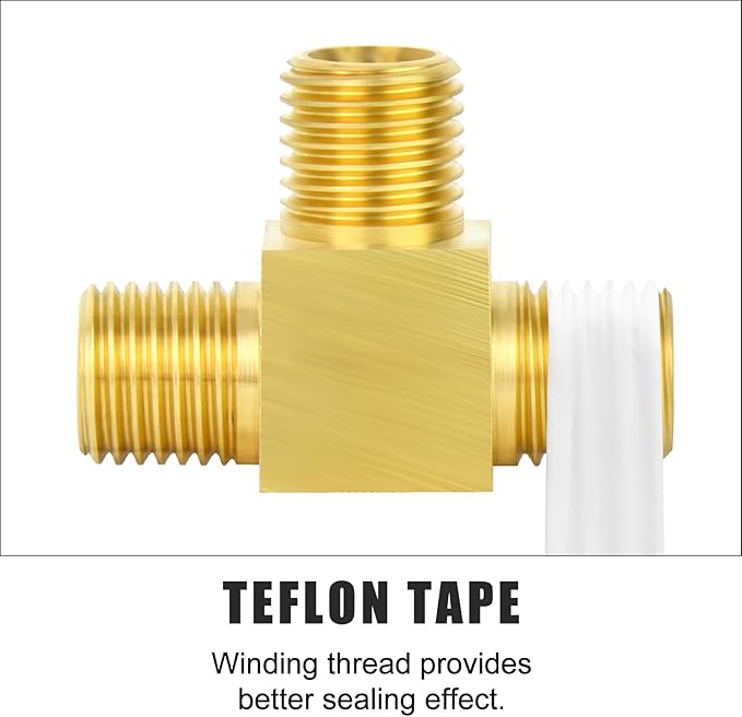 GASHER 2PCS Brass Compression Tube Pipe Fitting Connector, Tee，6mm x 6mm x 6mm Tube OD Connector