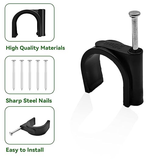 100 Pcs Pex Clamps, 1 Inch Pex Hangers Black Pex Fittings Half Clamps, J-Hook Pex Nail on Clamps for 1" OD Tubing Pipe, Pipe Support, Fixing Wire (23.5mm)
