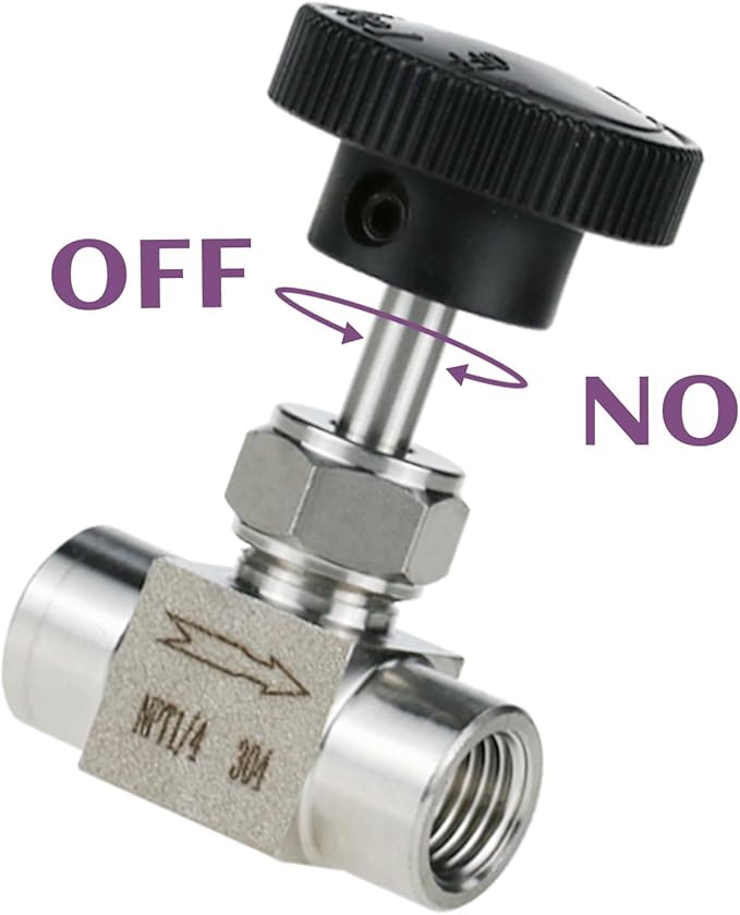 1/4 NPT Control Needle Valve, Female Thread Flow Control Valve for Gauge and Instrumented System 1 PC