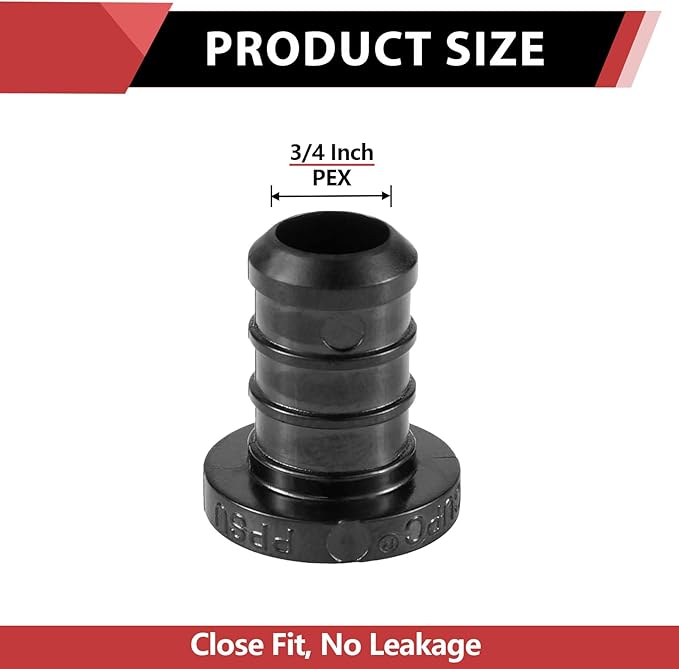 10-Pack EFIELD Pex Fittings Poly PPSU Barb Crimp 3/4-inch Plug (End Cap), ASTM F2159,(PPSU1807042-10PCS)
