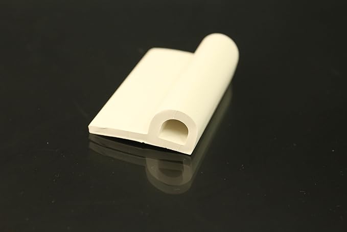 Rubber Seal, P-Shaped, 1.37 in. W, Gasket Weatherstrip, 1-3/8" W, 9/16" H, 1/8" Thickness, Rubber P Channel Gasket Material, 100 ft White Color