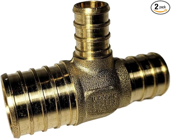 XFITTING 1 inch x 3/4 inch x 1/2 inch Pex Reducing Tee, Pex B Crimp Version 26-5-5=2X, 2 Pieces