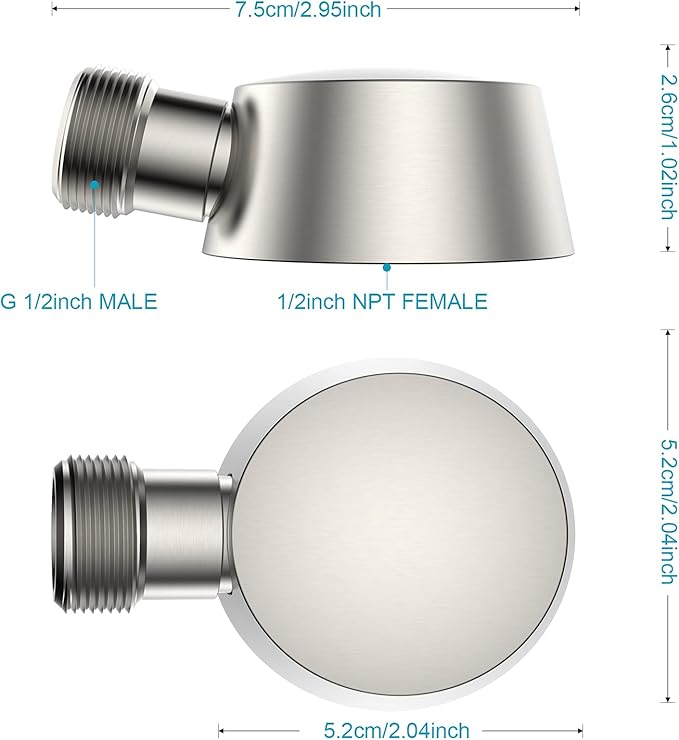Wall Mounted Supply Elbow, Solid Brass Round Wall Supply Elbow with Check Valve (Brushed Nickel)