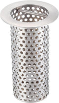 Commercial Floor Drain Strainer, 2 1/2" Lip Diameter x 4" Tall Perforated Cylindrical Mesh 316 Stainless Steel Drain Strainer with Carry Handle for Restaurant/Factory/Kitchen/Laboratory