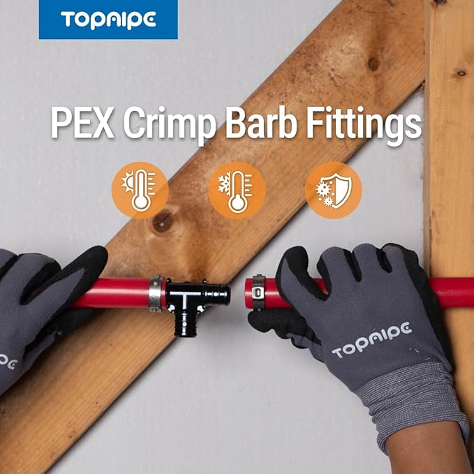 (Pack of 20) Topaipe 3/4 x 3/4 x 1/2 Inch PEX Poly Crimp Reducing Tee, PPSU Fitting for PEX Tubing, PERT, ASTM F2159