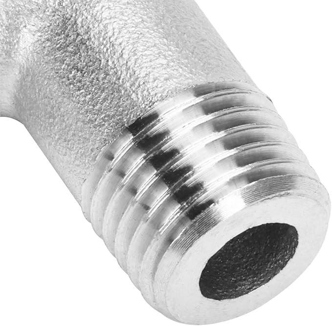 DERNORD 3/8" Hose Barb x 1/4" Male NPT Stainless Steel 90 Degree Elbow- Home Brew Pipe Fitting