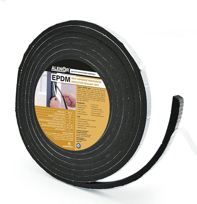Alenor EPDM Black Foam Insulation Tape Self Adhesive 2/5"x3/5" x 16' Ft –Pack of 1- Weather Stripping for Doors & Windows,Soundproofing,Door Seal,Weatherstrip,Pipe Cooling,Air Conditioning Seal Strip