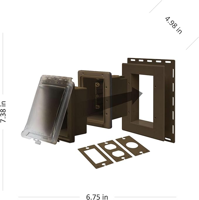TayMac MR420CZ 1-Gang Recessed Enclosure Extra Duty, 6-in-1 Nonmetallic Weatherproof in-Use Cover, Horizontal/Vertical, Bronze