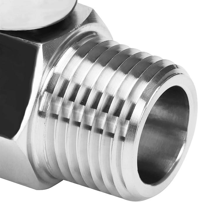 Shower Flow Control Valve - 1/2" NPT Thread Stainless Steel 304 Shut Off Mini Ball Valve, Female x Male Shower Head Water Valve
