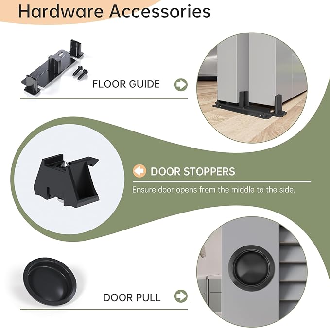 EaseLife 12FT/144in Bypass Double Sliding Pocket Door Hardware Kit,Commercial Grade,Aluminum,Bypassing Wardrobe Closet Door Track for 4 Door System,Slide Smoothly Quietly,Easy Install,Black,No Door