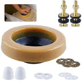 iFealClear Extra Thick Toilet Wax Ring Kit, Wax Ring with Brass Bolts, PE Flange and Retainer Washers, Ring Seal for Floor Outlet Toilet Bowls, Fits 3 Inch and 4 Inch Waste Lines