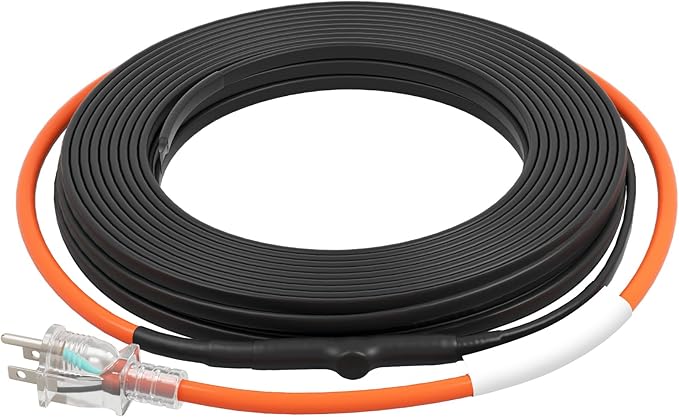 VEVOR Self-Regulating Pipe Heating Cable, 40FT 5W/FT Heat Tape for Pipes Freeze Protection, Water Pipe Heat Cable with Built-in Thermostat Protects PVC Hose, Metal and Plastic Pipe from Freezing