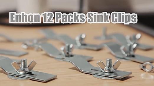 Enhon Sink Clips Kit 12 Pack, Undermount Sink Clips, Sink Mounting Kit Bracket, Installation Repair Hardware Clips Fastener Support for Kitchen or Bathroom Sinks