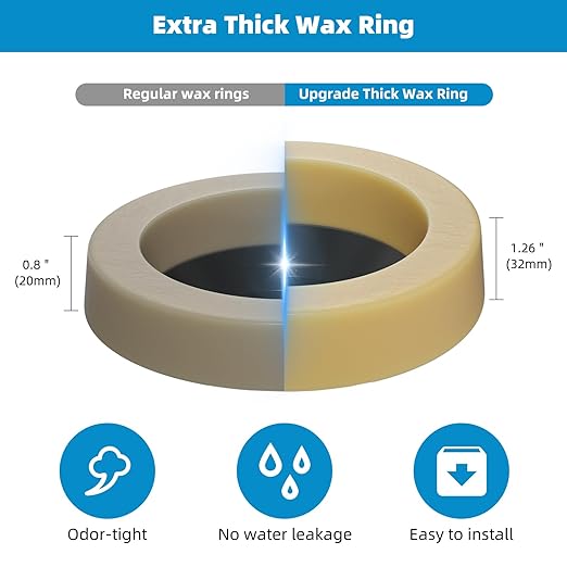 Hibbent 2 Pack Extra Thick Toilet Wax Ring, Toilet Bowl Wax Seal Kit with Closet Bolts, Bolt Caps, PE Flange and Extra Retainers, Thick Wax Ring Gasket - Gas, Odor and Watertight Seal