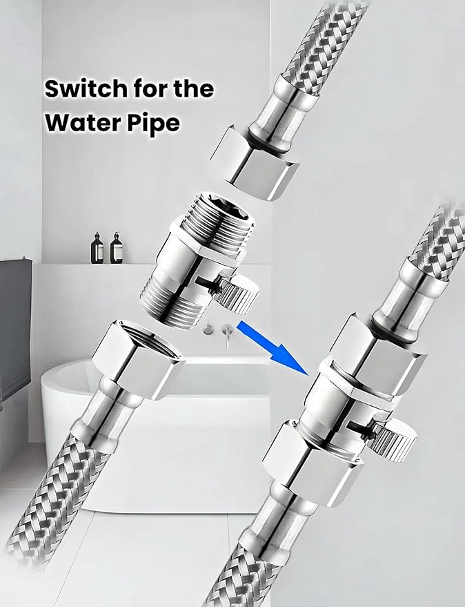 Premium Brass Shower Head Shut off Valve FOGZUVR - G 1/2" Shower Flow Restrictor Leak-Proof & Durable Construction with On/Off Switch for Handheld Shower Head,RV/Wall Mount Shower,Bidet Sprayer