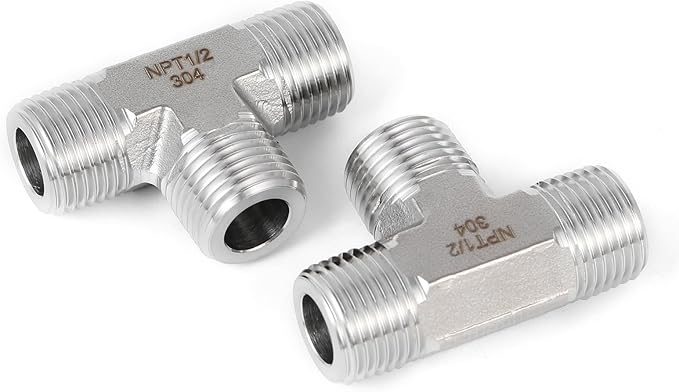 2 piece,NPT1/2Male - NPT1/2Male - NP1/2Male tee, 3WayConnector, Fabricate of 304 Stainless Steel.