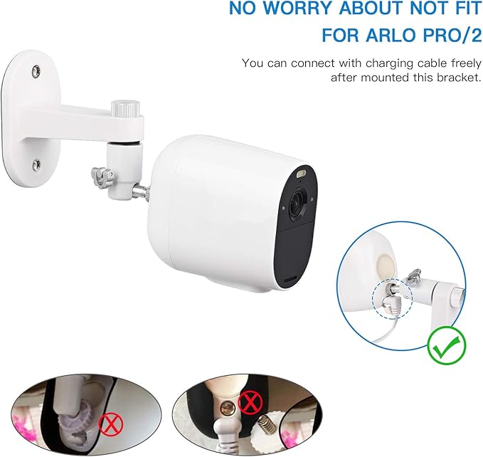 2Pack Security Wall Mount for Arlo Pro/Pro2/Pro3/Pro4/Ultra/Ultra2/Essential Spotlight Camera, Adjustable Indoor/Outdoor Mounting Bracket for Your Surveillance Camera (Black)
