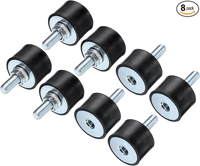 uxcell 8pcs M8x23mm Rubber Isolator Mounts with Studs 30x20mm Male Female Vibration Shock Absorber Zinc Plated Cylindrical Thread Mounts Anti Vibration Isolators with 8pcs M8 Lock Nuts