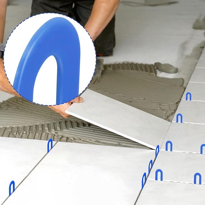 DGSL Tile Leveling System Tile Spacers 1/16 Inch, 1000 pieces Horseshoe Shim U Shape Plastic Tile Leveling Clips for Various Types of Tile Leveling (Blue)