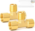 GASHER 2PCS Metals Brass Pipe Fitting Barstock Male Branch Tee T Adapter 1/4" Female x 1/4" NPT Female x 1/4" NPT Male