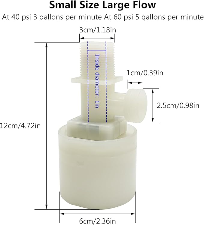Water Float Valve, Water Level Control Water Tank Traditional Float Valve Upgrade 2 PCS(1", up inlet)