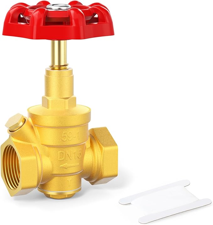 GASHER 1/2" Water Pressure Reducing Valve with Gauge Port 1/4", Brass Water pressure regulating valve for home